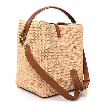 Saint Laurent Raffia Vegetable Le 37 Bucket Bag Naturel Brick 2 of 9