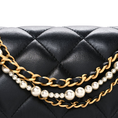 Chanel Shiny Lambskin Quilted Pearl Twist Mini Square Flap Black 8 of 10