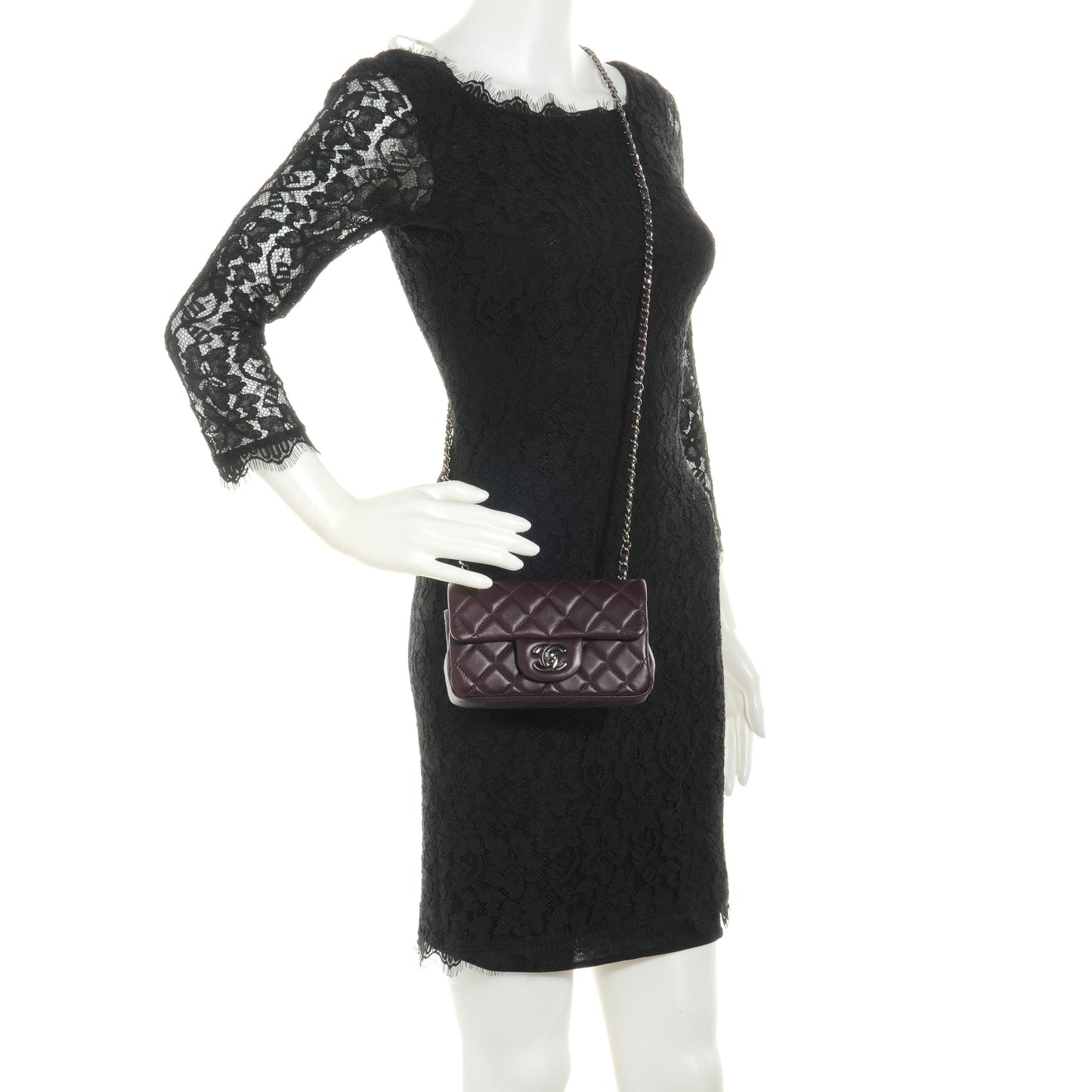 Lambskin Quilted Mini Flap Dark Purple