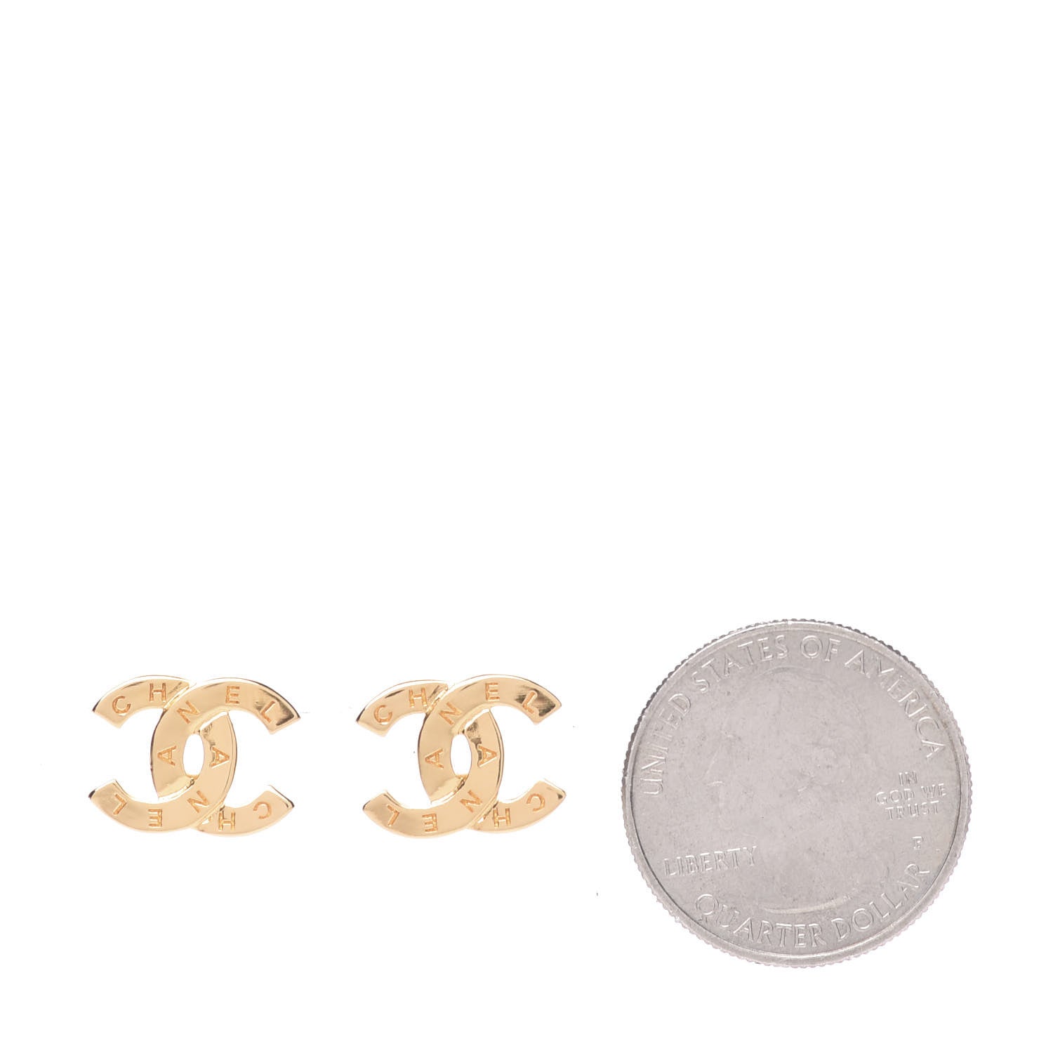 Chanel Metal CC Paris Button Stud Earrings Gold 2 of 5