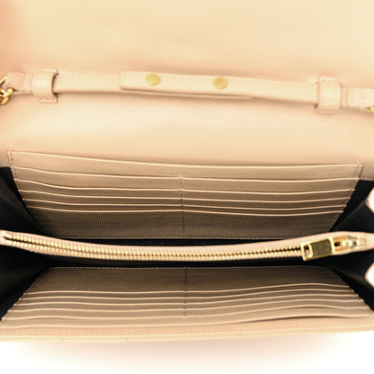 Saint Laurent Grain De Poudre Matelasse Chevron Monogram Chain Wallet Dark Beige 5 of 14