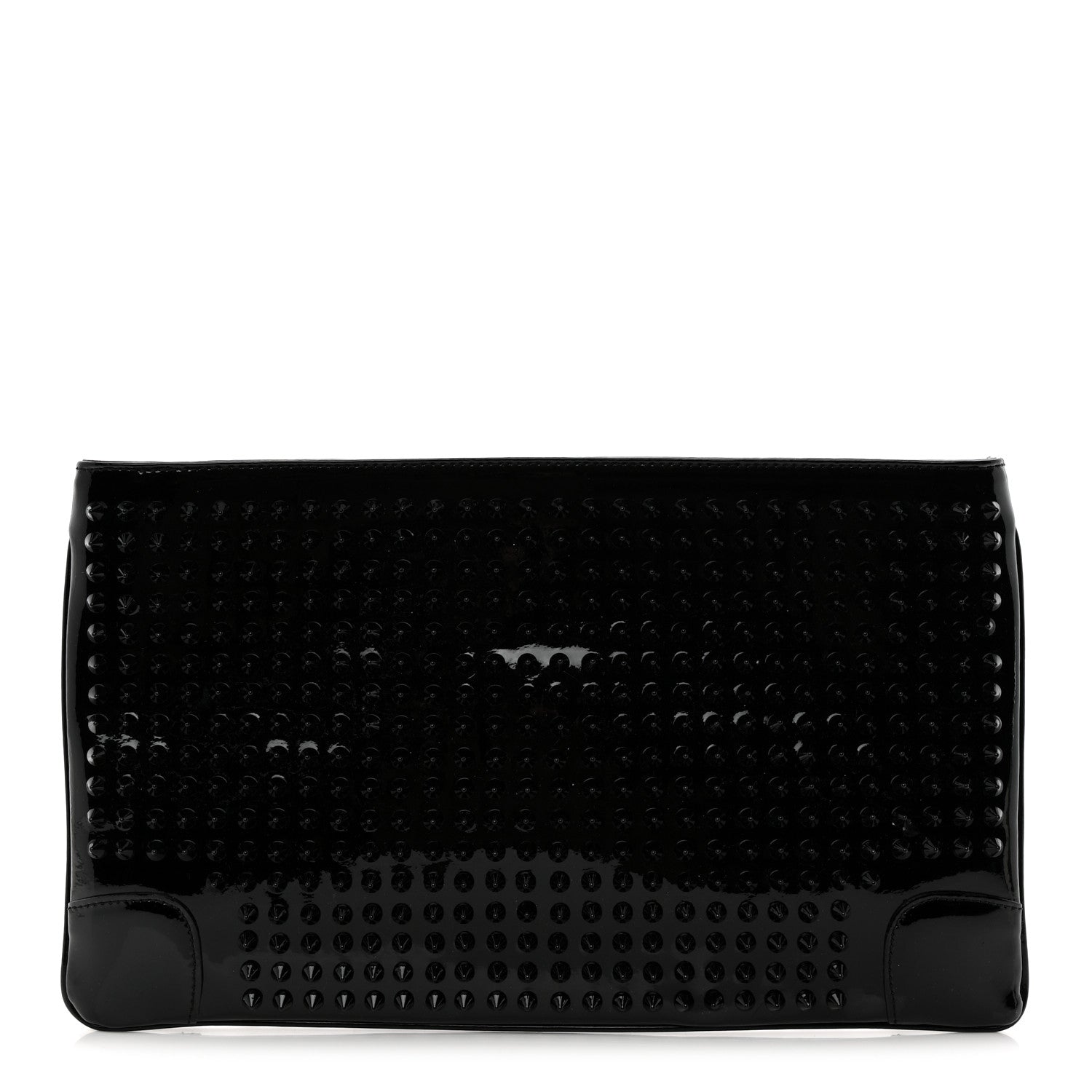 Christian Louboutin Patent Calfskin Studded Loubiposh Chain Clutch Black 1 of 7