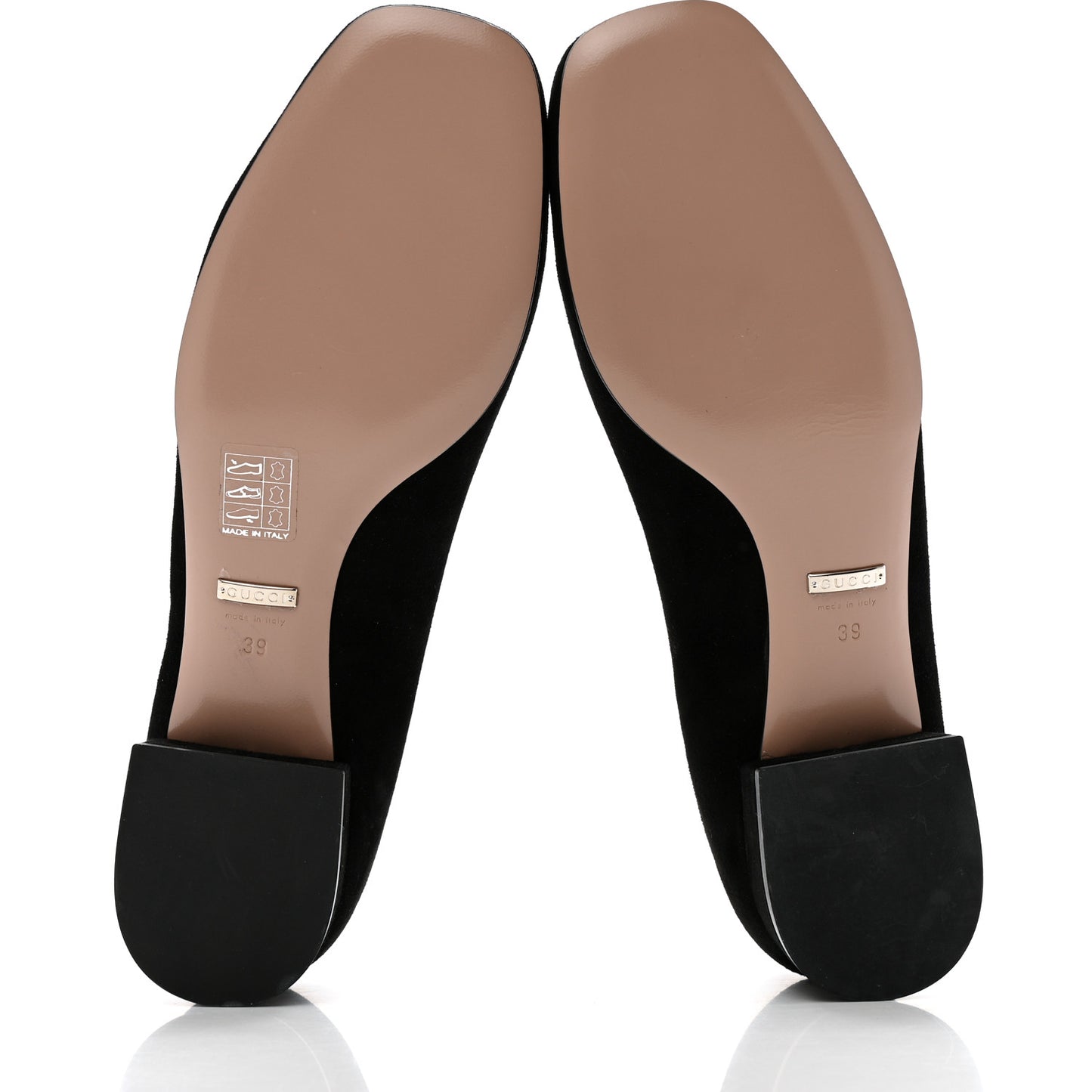 Suede Crystal Interlocking G Low Heel Pumps 39 Black