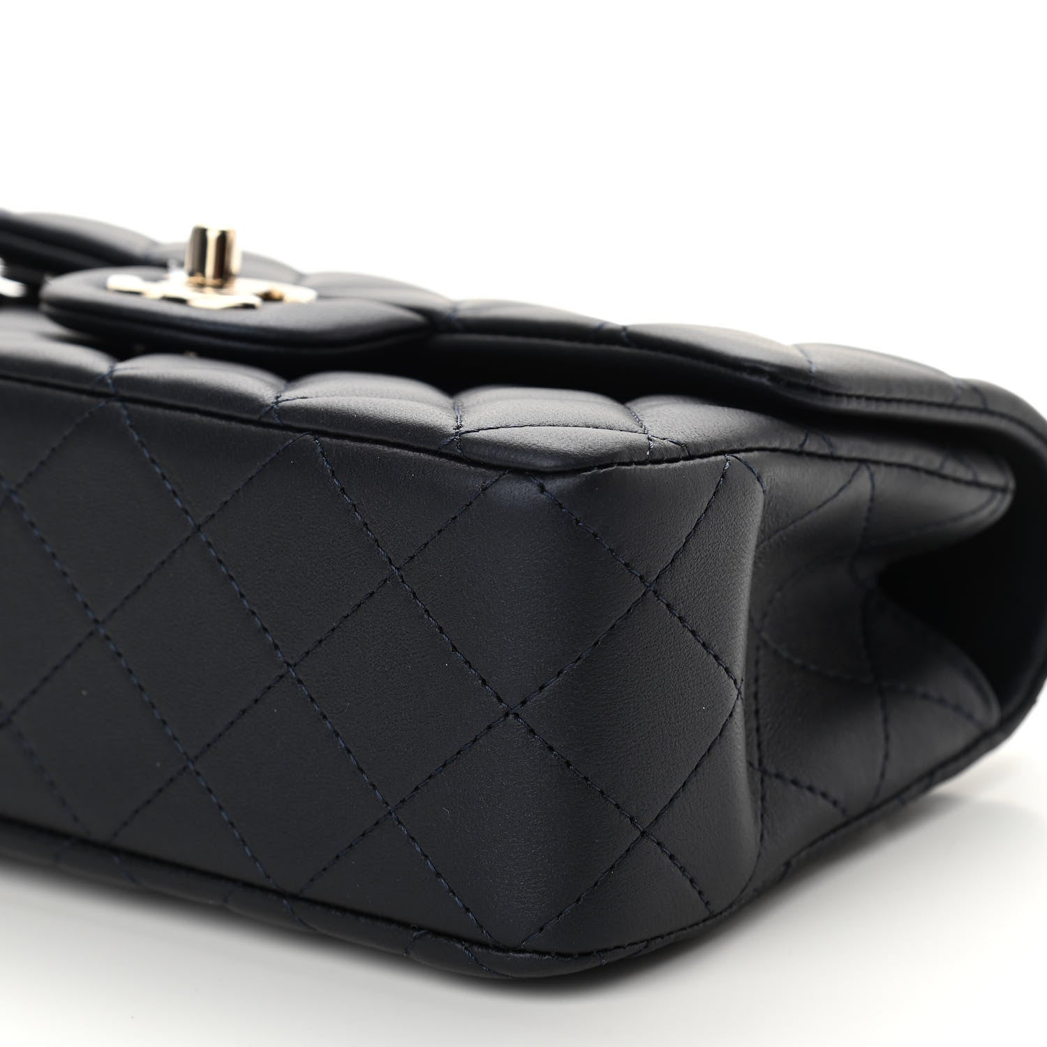 Chanel Lambskin Quilted Mini Top Handle Rectangular Flap Navy Blue 10 of 11