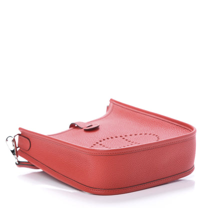 Hermes Taurillon Clemence Evelyne TPM Rouge De Coeur Bleu Du Nord 3 of 10