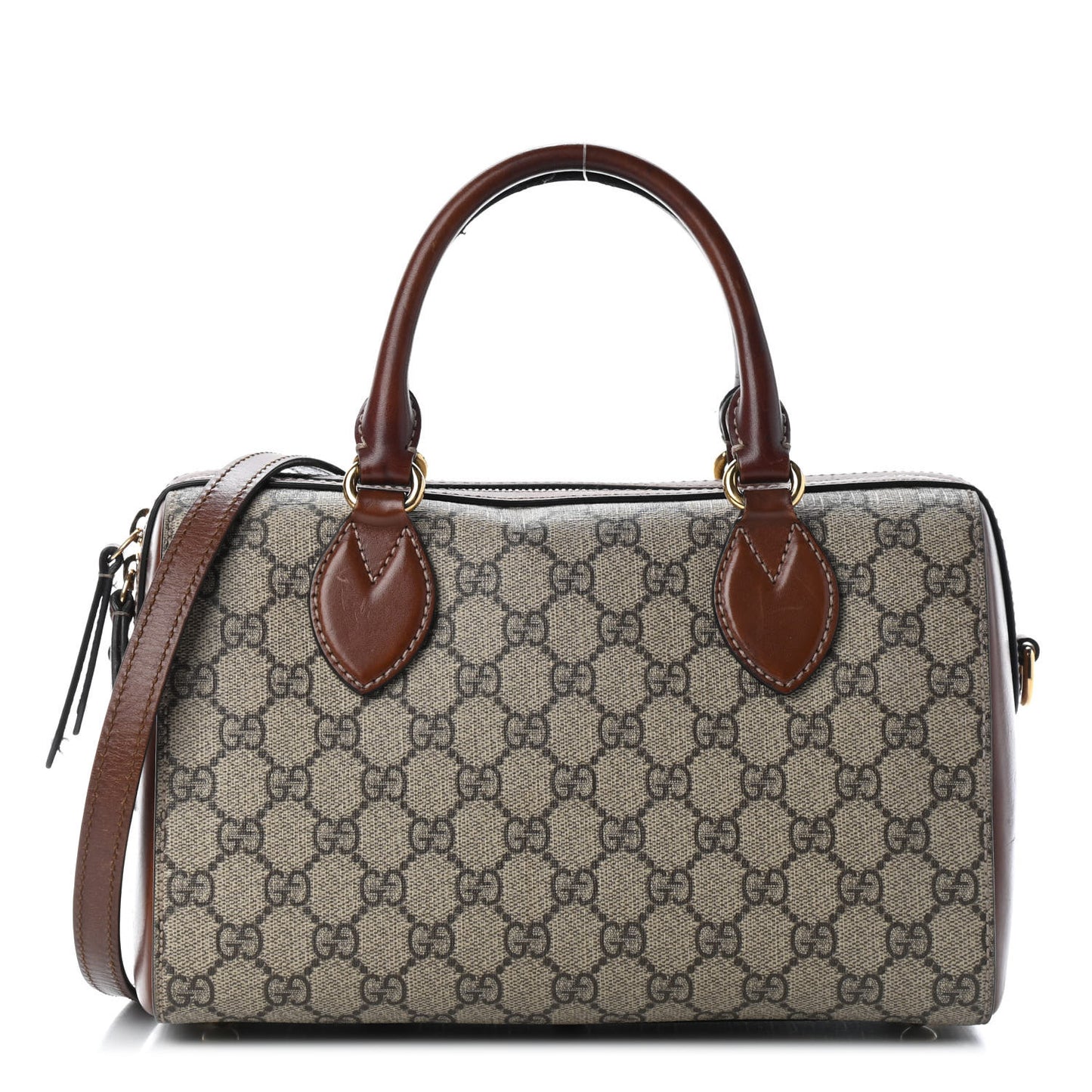 GG Supreme Monogram Cuoio Toscano Small Boston Beige Ebony Cuir