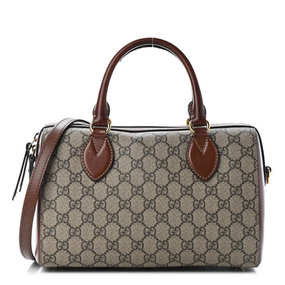 Gucci GG Supreme Monogram Cuoio Toscano Small Boston Beige Ebony Cuir 1 of 10