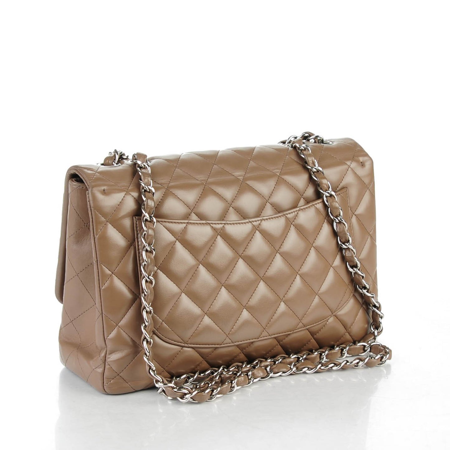 Lambskin Quilted Jumbo Single Flap Dark Beige