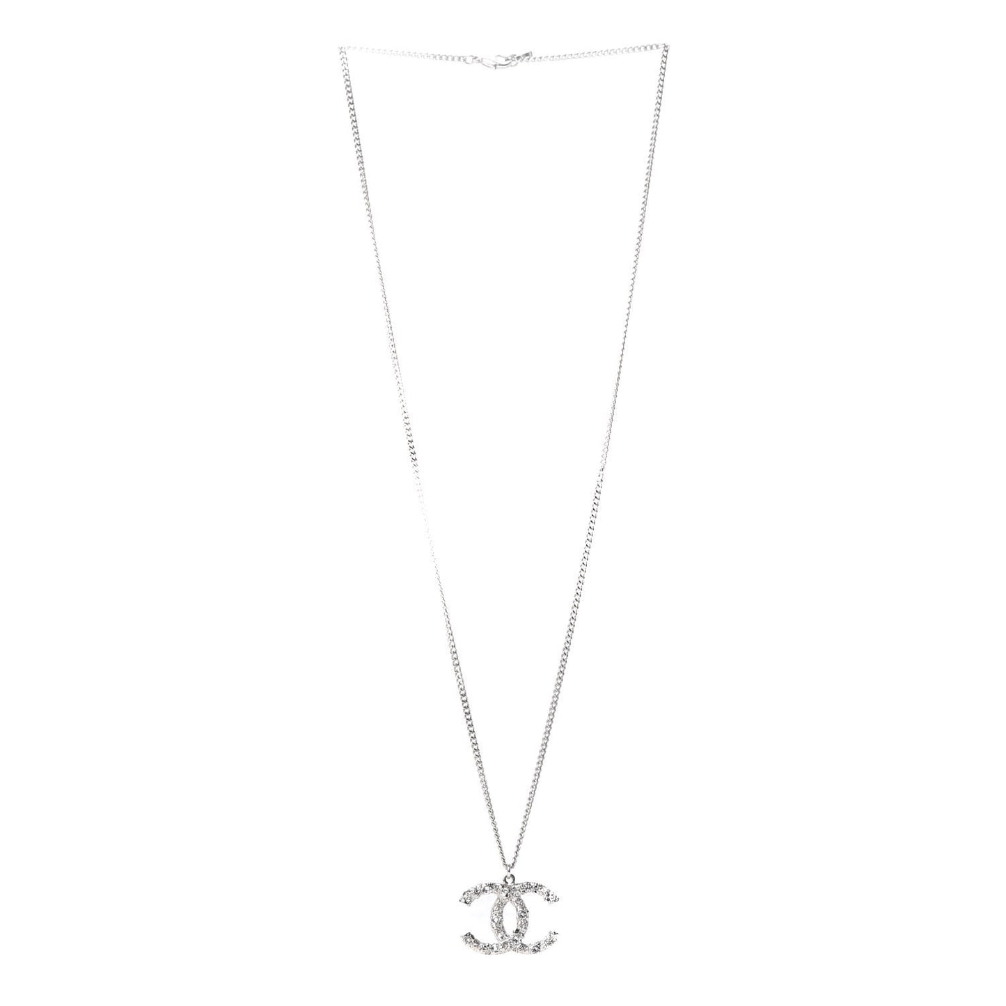 Crystal Large CC Necklace Silver
