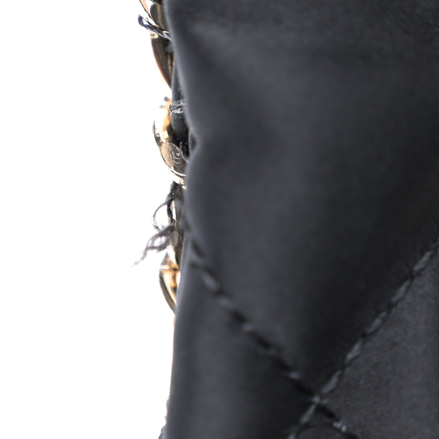 Chanel Satin Quilted Large Chain All Over Flap Bag Black Black 11 of 12