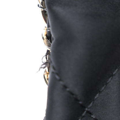 Chanel Satin Quilted Large Chain All Over Flap Bag Black Black 11 of 12