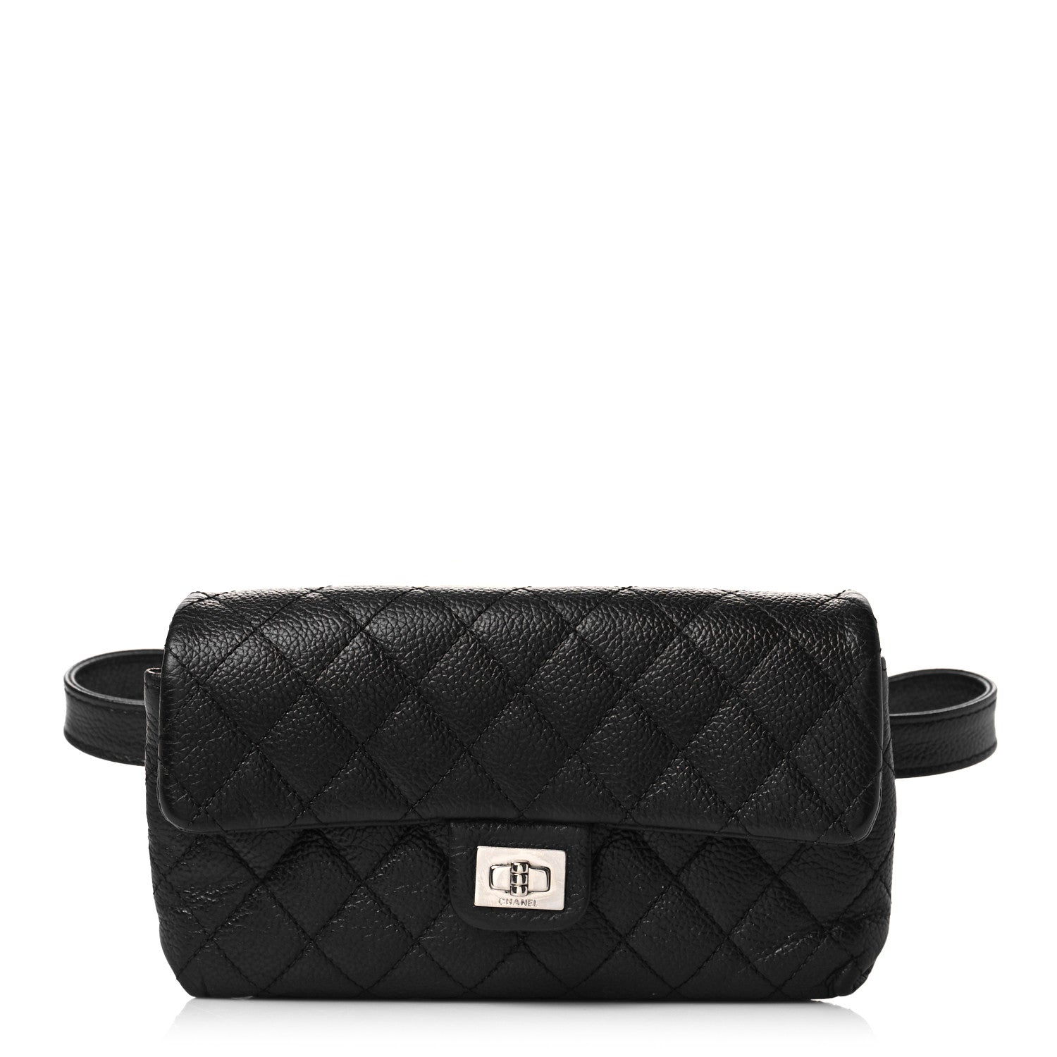 Chanel Grained Calfskin Quilted 2.55 Reissue Flap Belt Bag Clutch Black 1 of 11