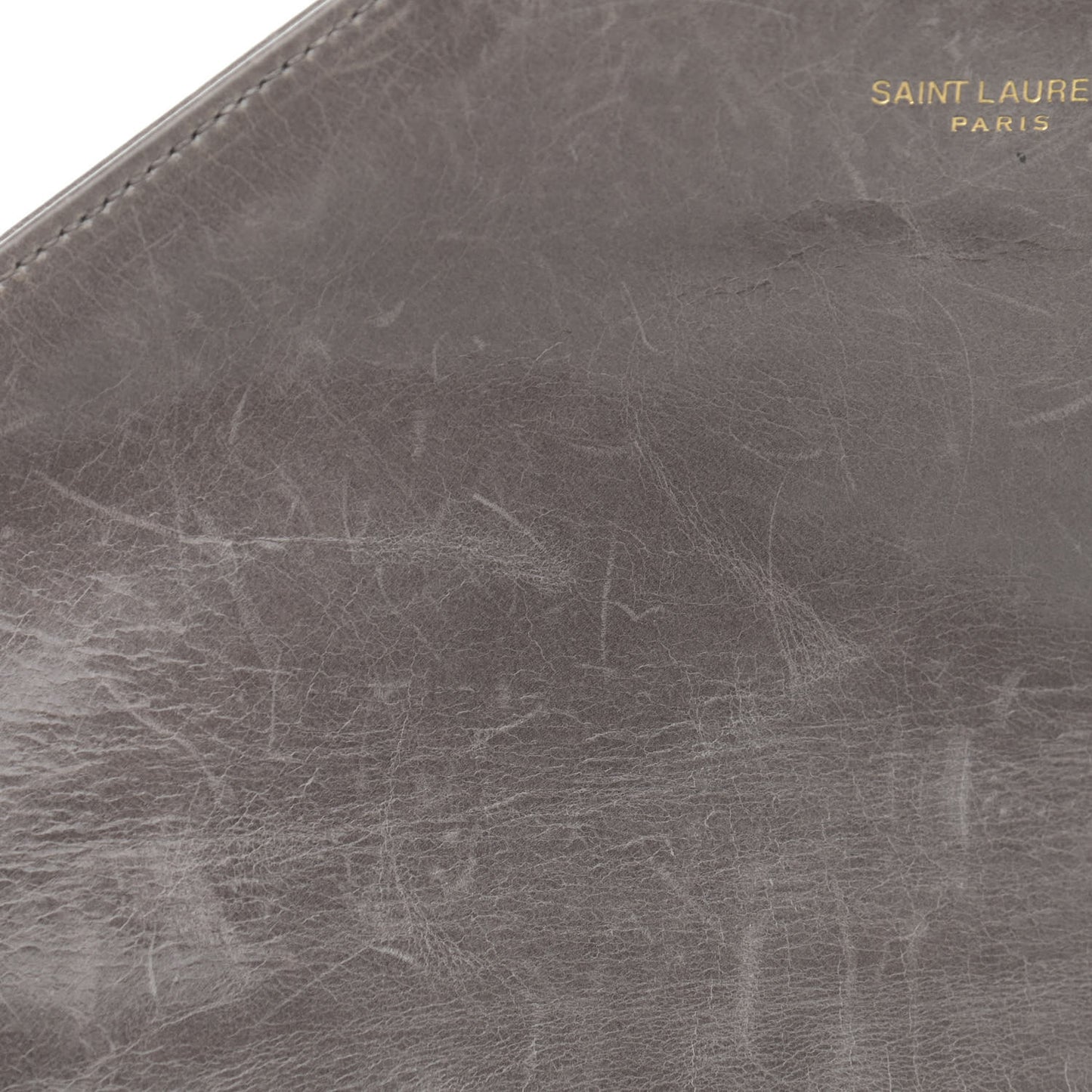 Waxed Calfskin Matelasse Chevron Medium Monogram College Bag Fog Gray
