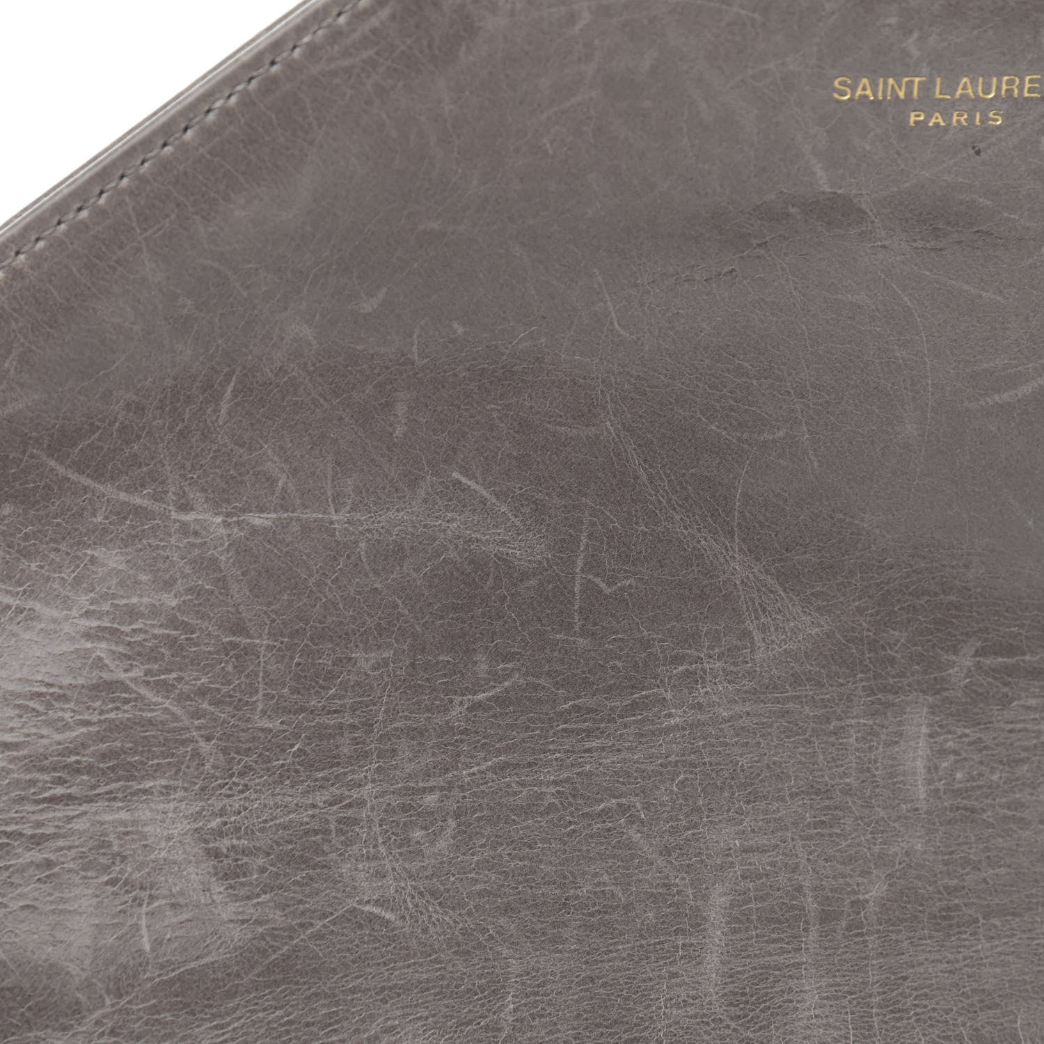 Saint Laurent Waxed Calfskin Matelasse Chevron Medium Monogram College Bag Fog Gray 13 of 17