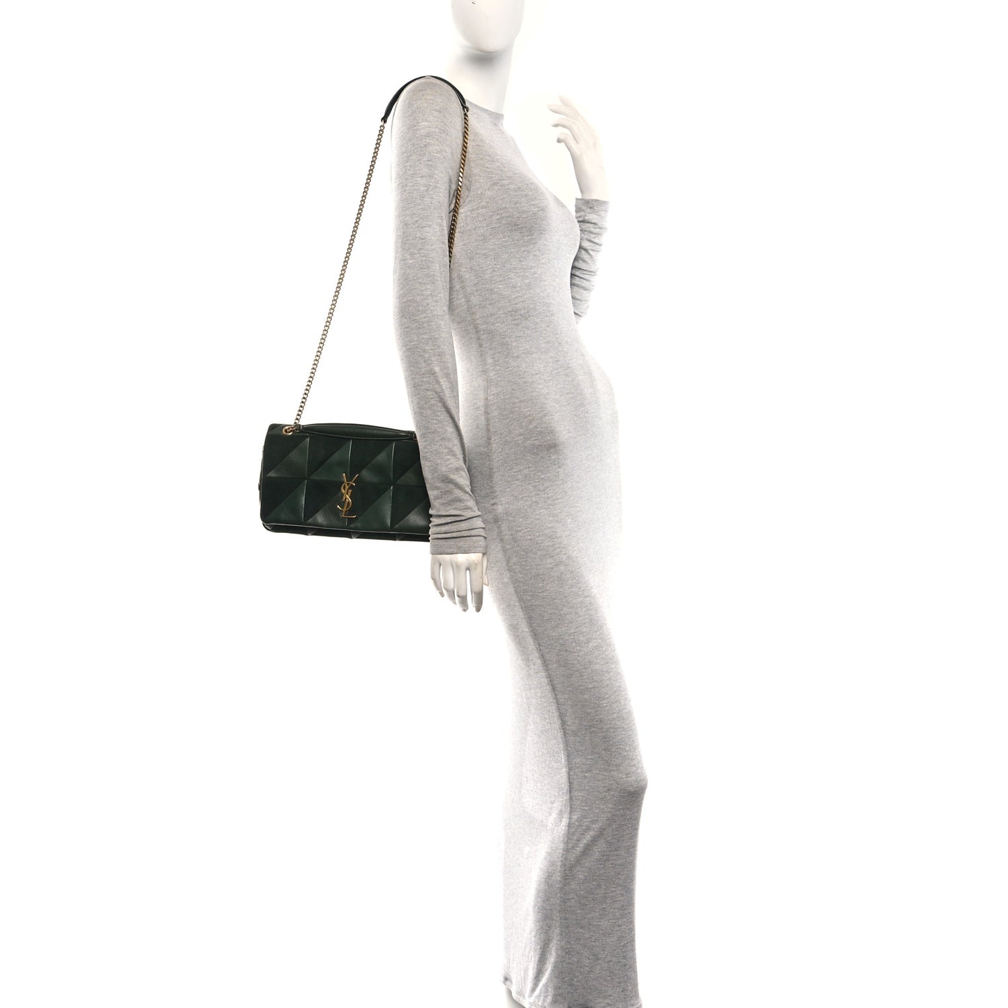 Lambskin Suede Patchwork Monogram Medium Jamie Vert Fonce