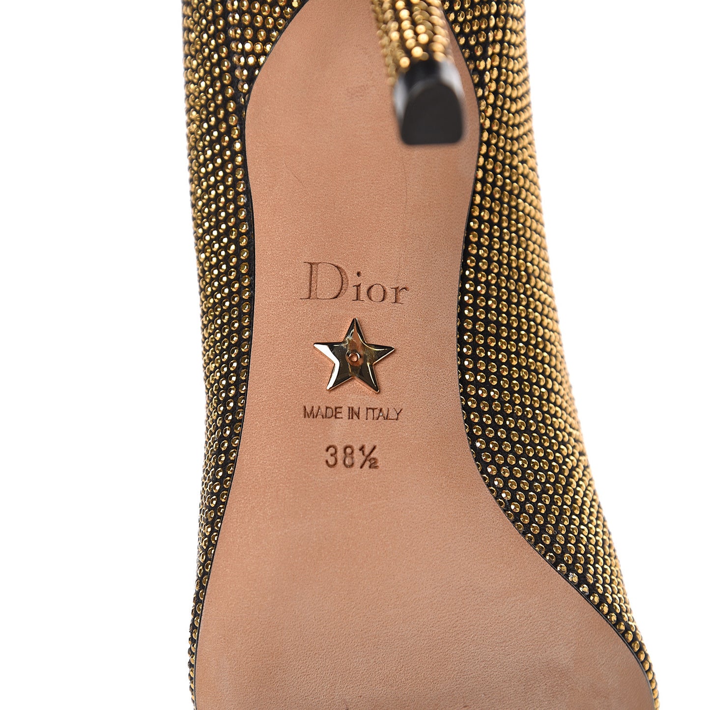 Calfskin Studded Pumps 38.5 Black Gold