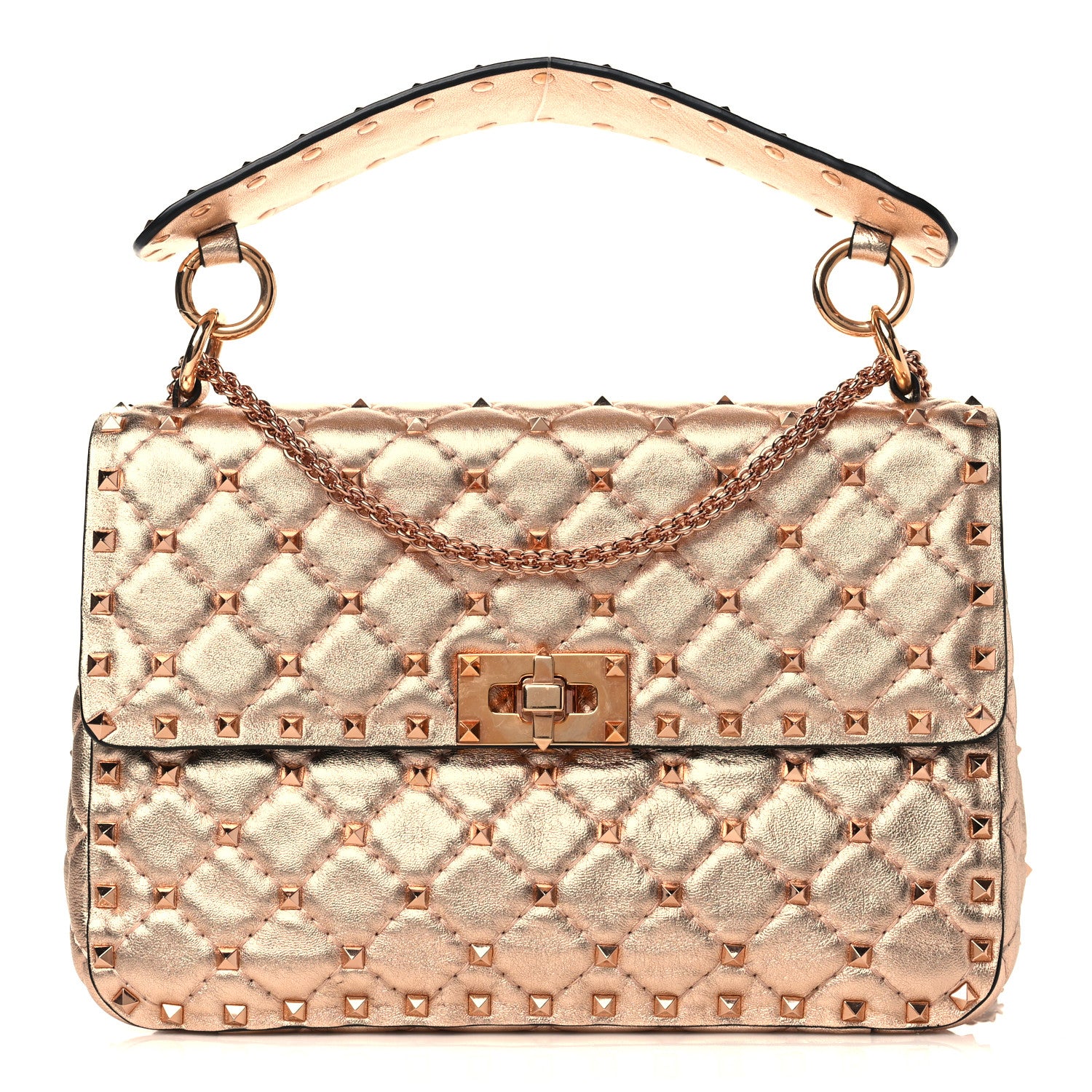 Valentino Garavani Metallic Nappa Medium Rockstud Spike Shoulder Bag Rame 1 of 7
