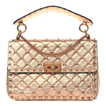 Valentino Garavani Metallic Nappa Medium Rockstud Spike Shoulder Bag Rame 1 of 7
