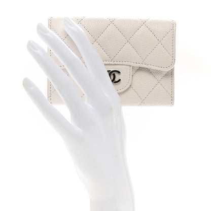 Chanel Caviar Quilted Flap Card Holder Wallet White 2 of 8