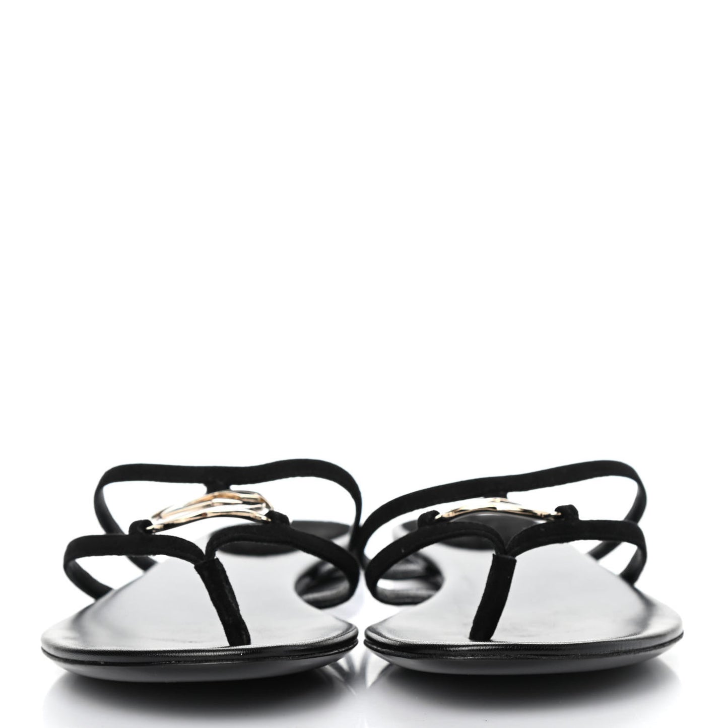 Kid Scamosciato Interlocking G Flat Sandals 38 Black
