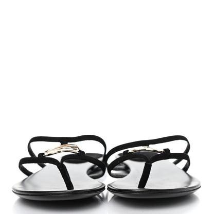 Gucci Kid Scamosciato Interlocking G Flat Sandals 38 Black 2 of 4