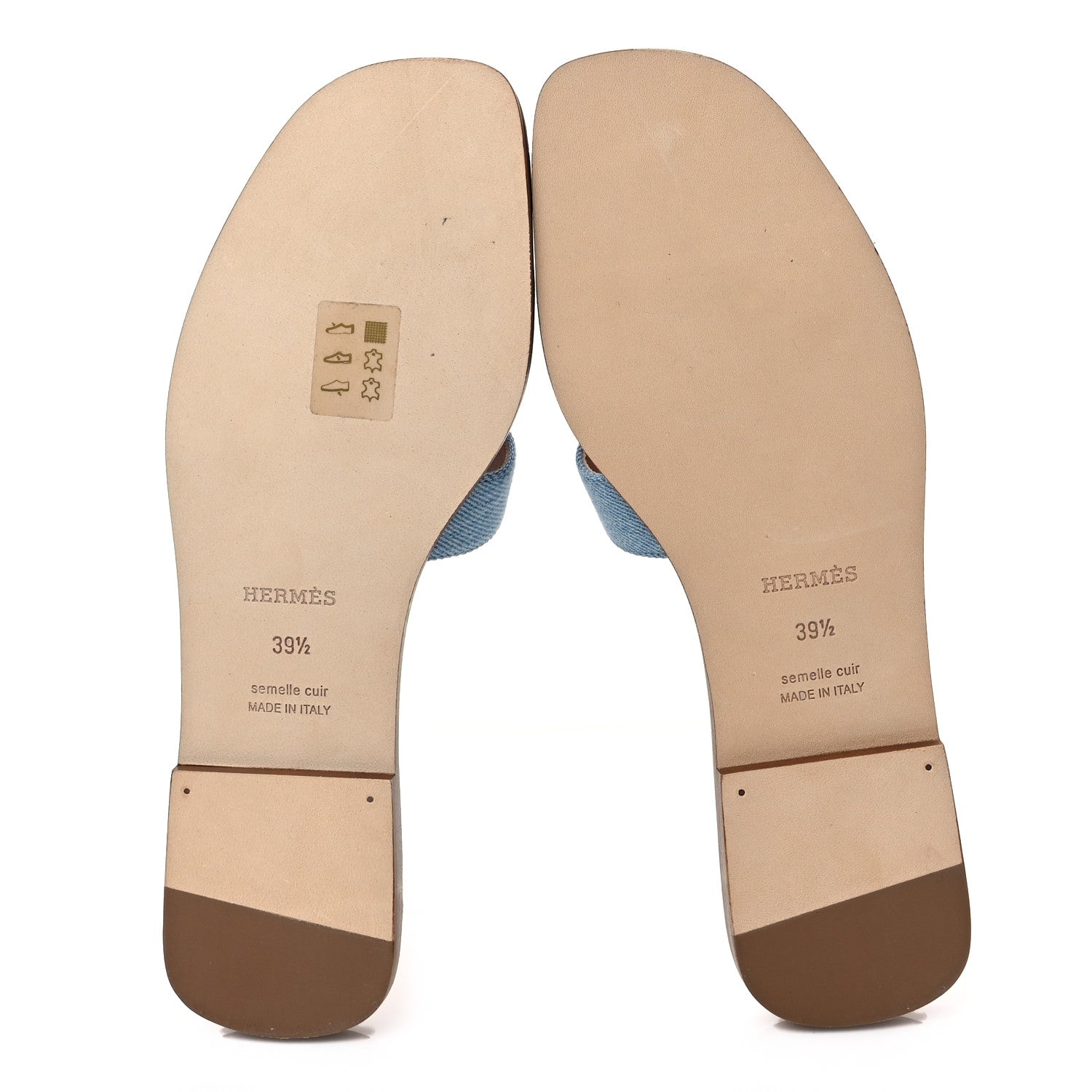 Hermes Denim Canvas Oran Sandals 39.5 Bleu Clair 5 of 9
