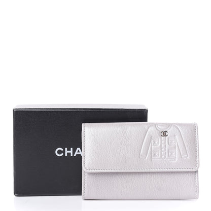 Chanel Metallic Goatskin Embossed Jacket Card Holder Silver 9 of 9