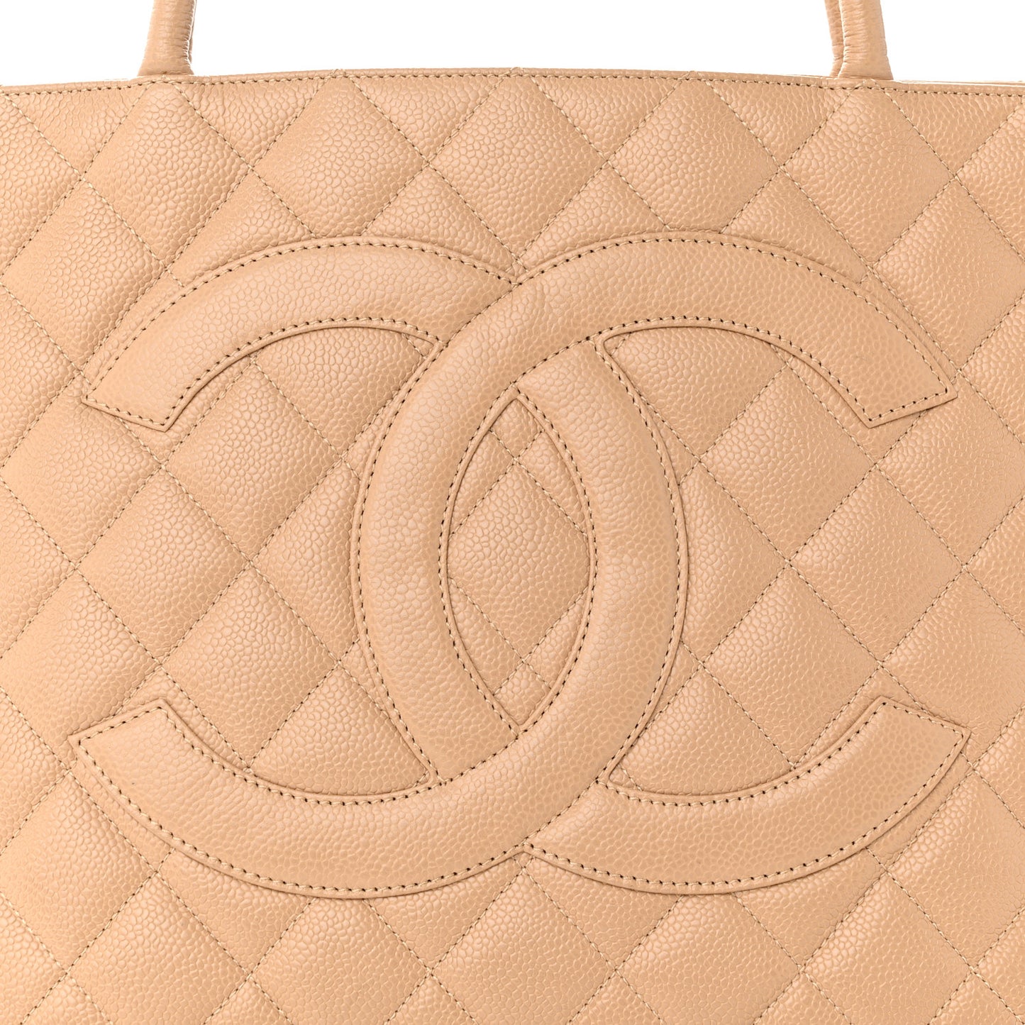 Caviar Quilted Medallion Tote Beige