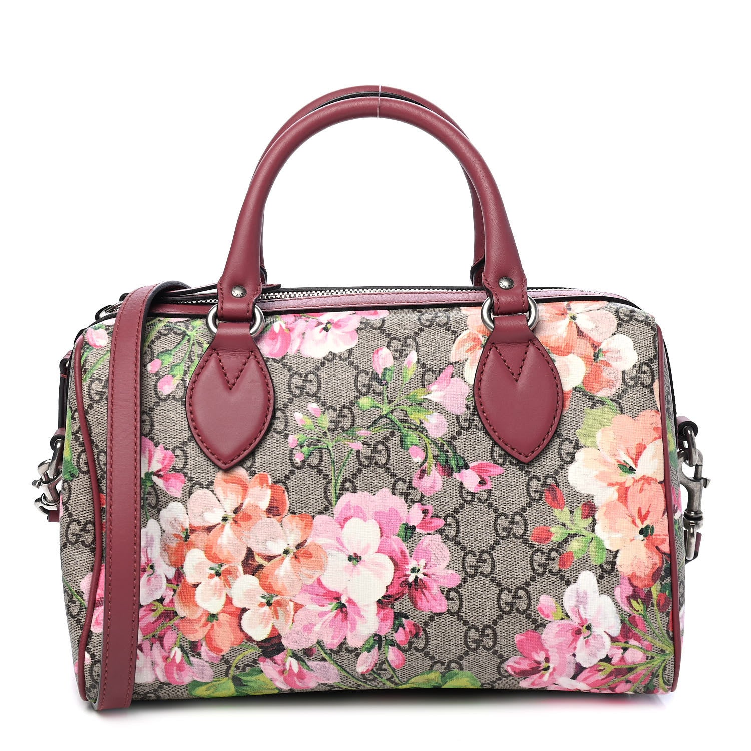Gucci GG Supreme Monogram Blooms Small Boston Beige Multicolor Dry Rose 1 of 8