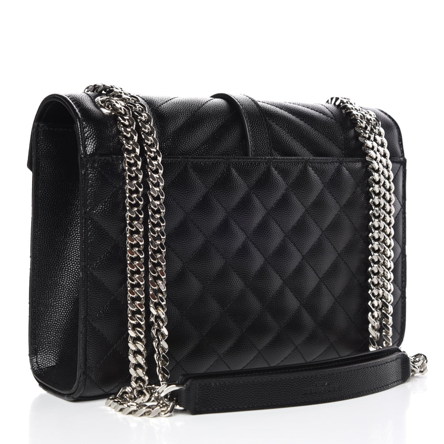 Grain De Poudre Textured Mixed Matelasse Triquilt Medium Monogram Satchel Black