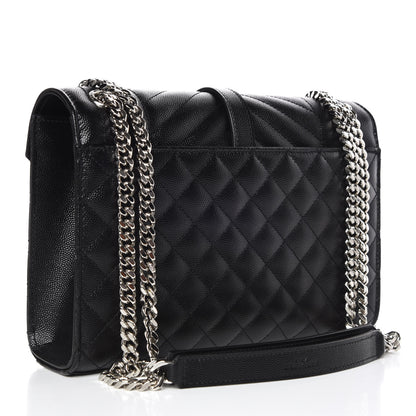 Saint Laurent Grain De Poudre Textured Mixed Matelasse Triquilt Medium Monogram Satchel Black 3 of 8