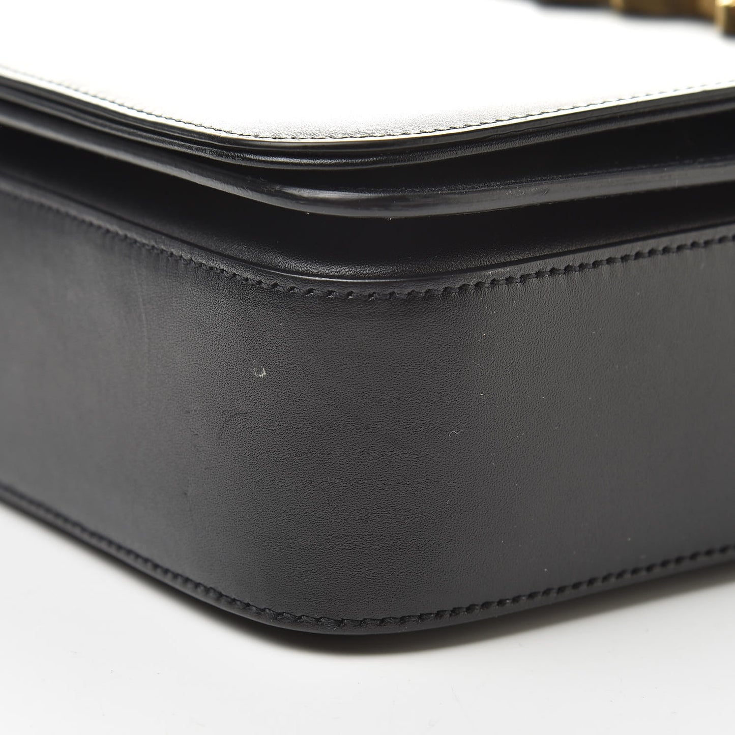 Textured Calfskin Medium Classic Monogram Universite Bag Black