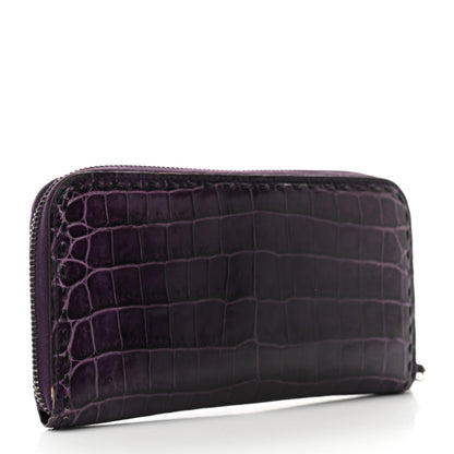 Bottega Veneta Shiny Crocodile Zip Around Wallet Purple 3 of 11