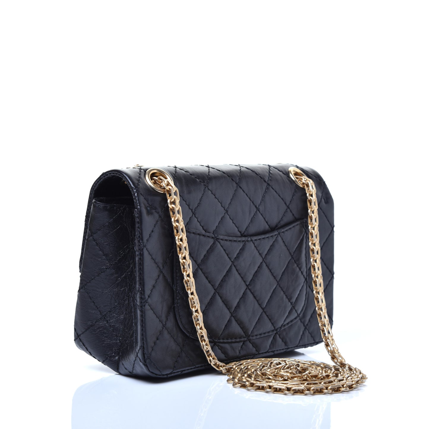 Aged Calfskin Quilted 2.55 Reissue Mini Flap Black