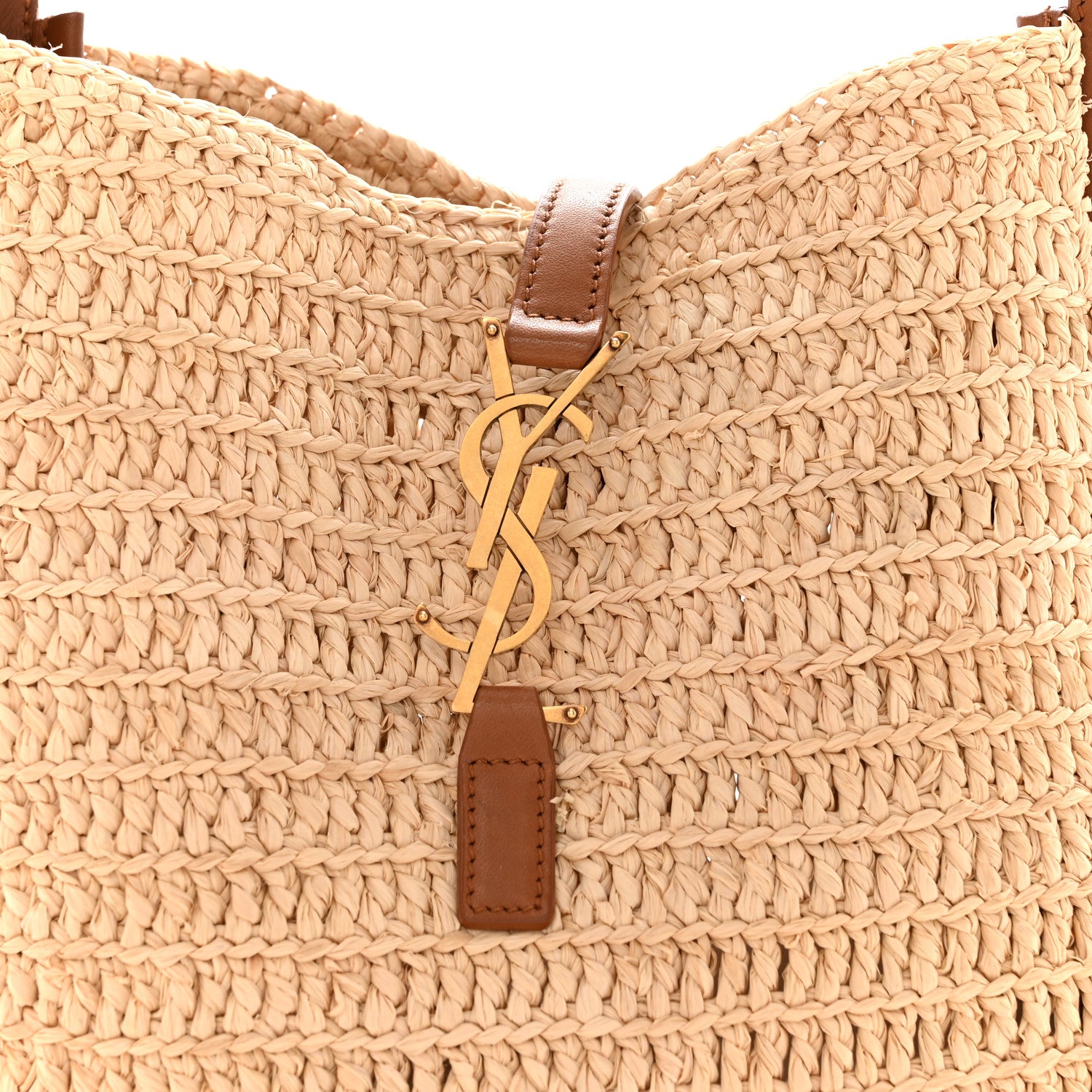 Saint Laurent Raffia Calfskin Le 5 A 7 Small Hobo Natural Brick 8 of 15