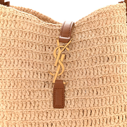 Saint Laurent Raffia Calfskin Le 5 A 7 Small Hobo Natural Brick 8 of 15