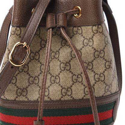 Gucci GG Supreme Monogram Web Mini Ophidia Bucket Bag Brown 10 of 10