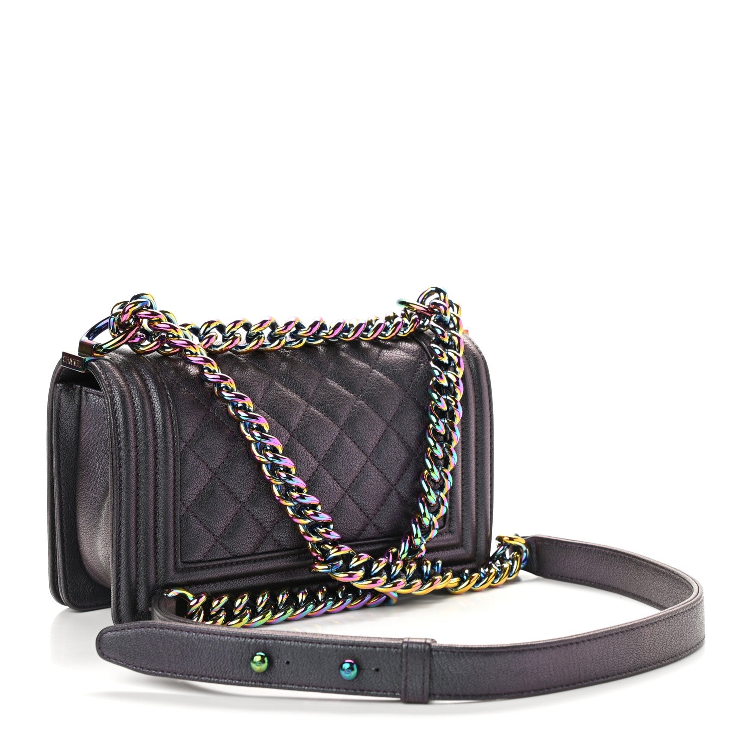 Chanel Iridescent Goatskin Quilted Small Boy Flap Purple 3 of 12