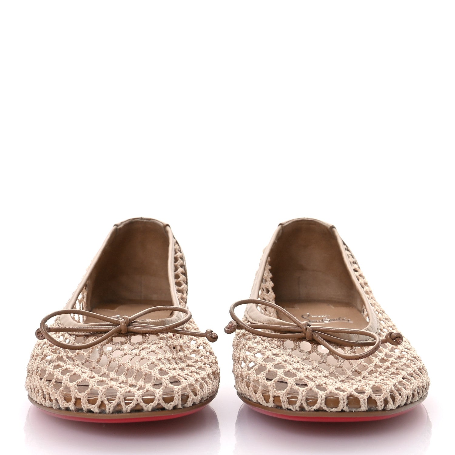 Christian Louboutin Mesh Patent Calfskin Sweetie Jane Flats 37.5 Lionne 3 of 8