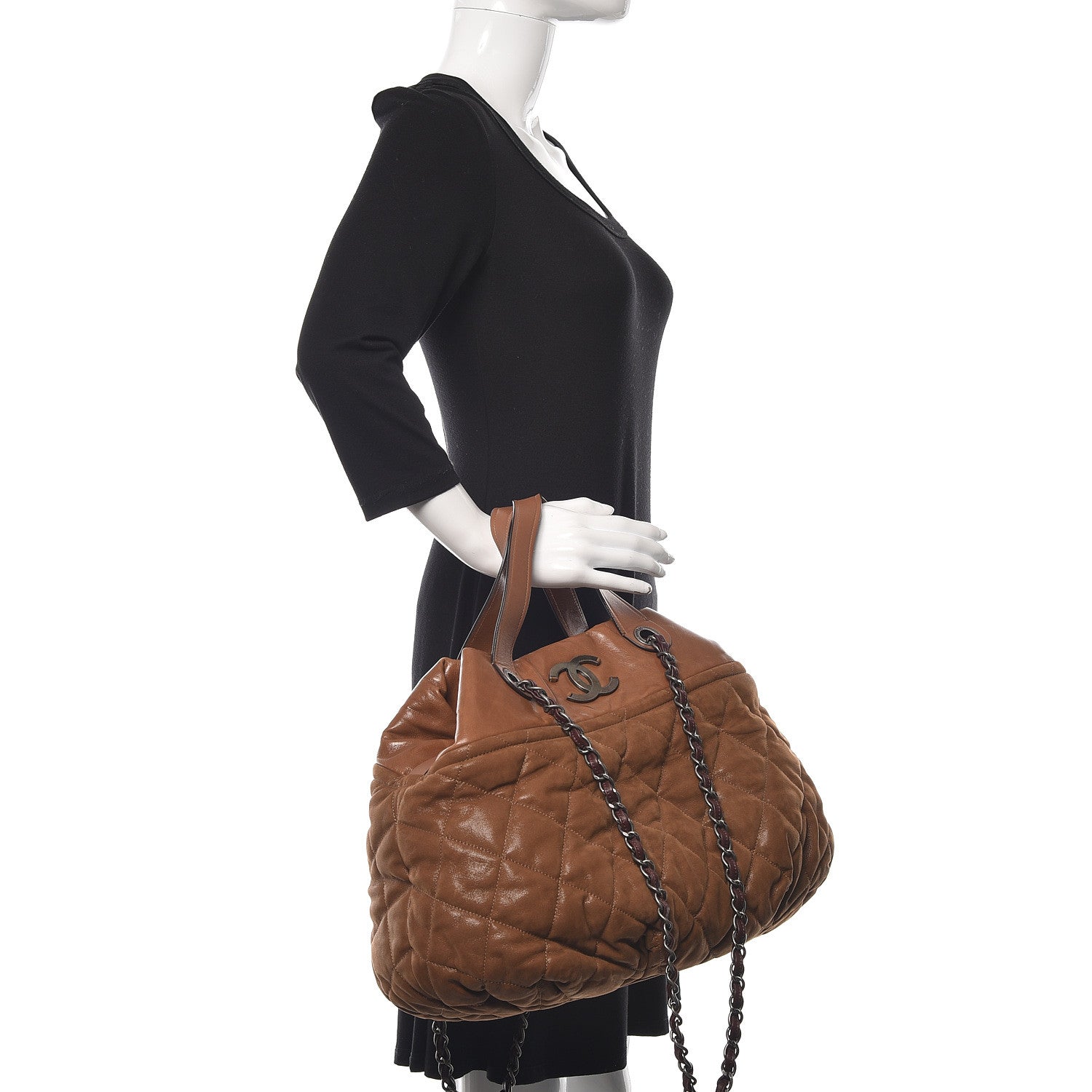 Chanel Iridescent Calfskin Quilted Large In The Mix Tote Light Brown 2 of 16