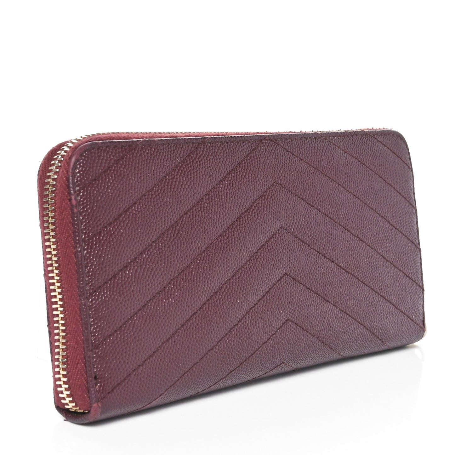 Grain De Poudre Matelasse Chevron Monogram Zip Around Wallet Rouge Legion