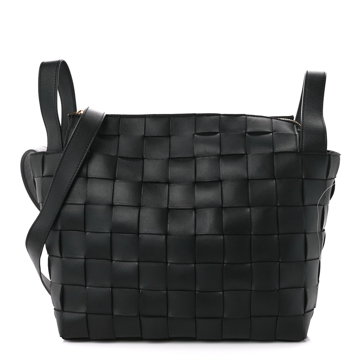 Lambskin Maxi Intrecciato Bowling Cassette Shoulder Bag Black