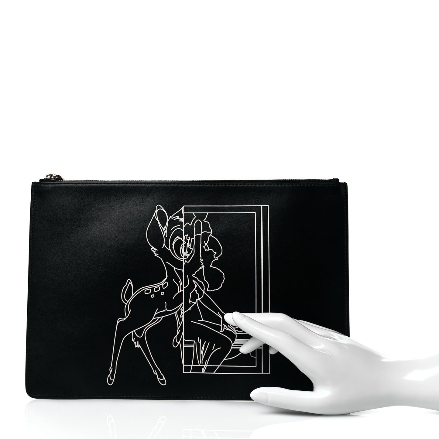 Calfskin Bambi Print Medium Cosmetic Pouch Black