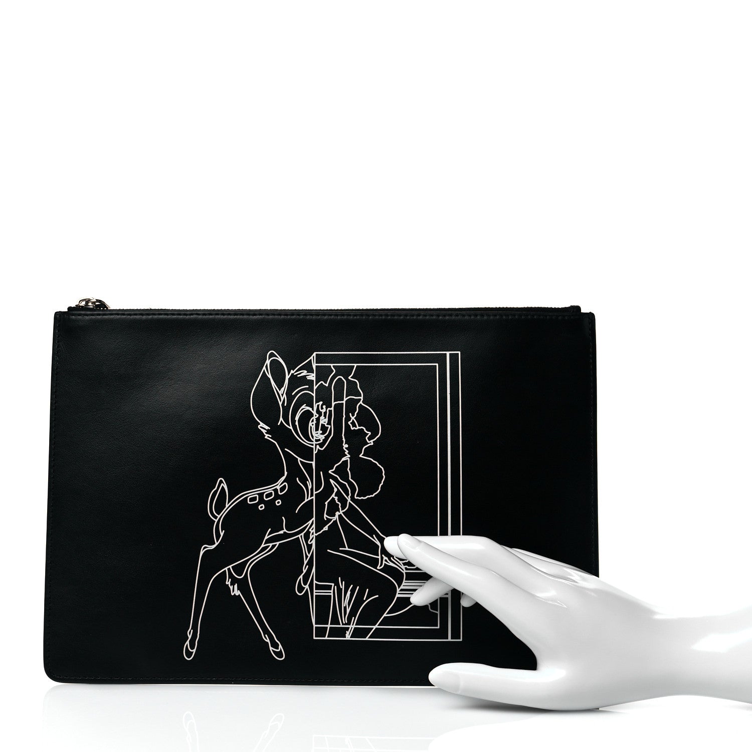 Givenchy Calfskin Bambi Print Medium Cosmetic Pouch Black 2 of 11
