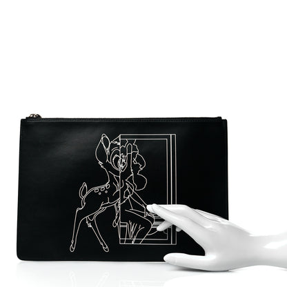 Givenchy Calfskin Bambi Print Medium Cosmetic Pouch Black 2 of 11