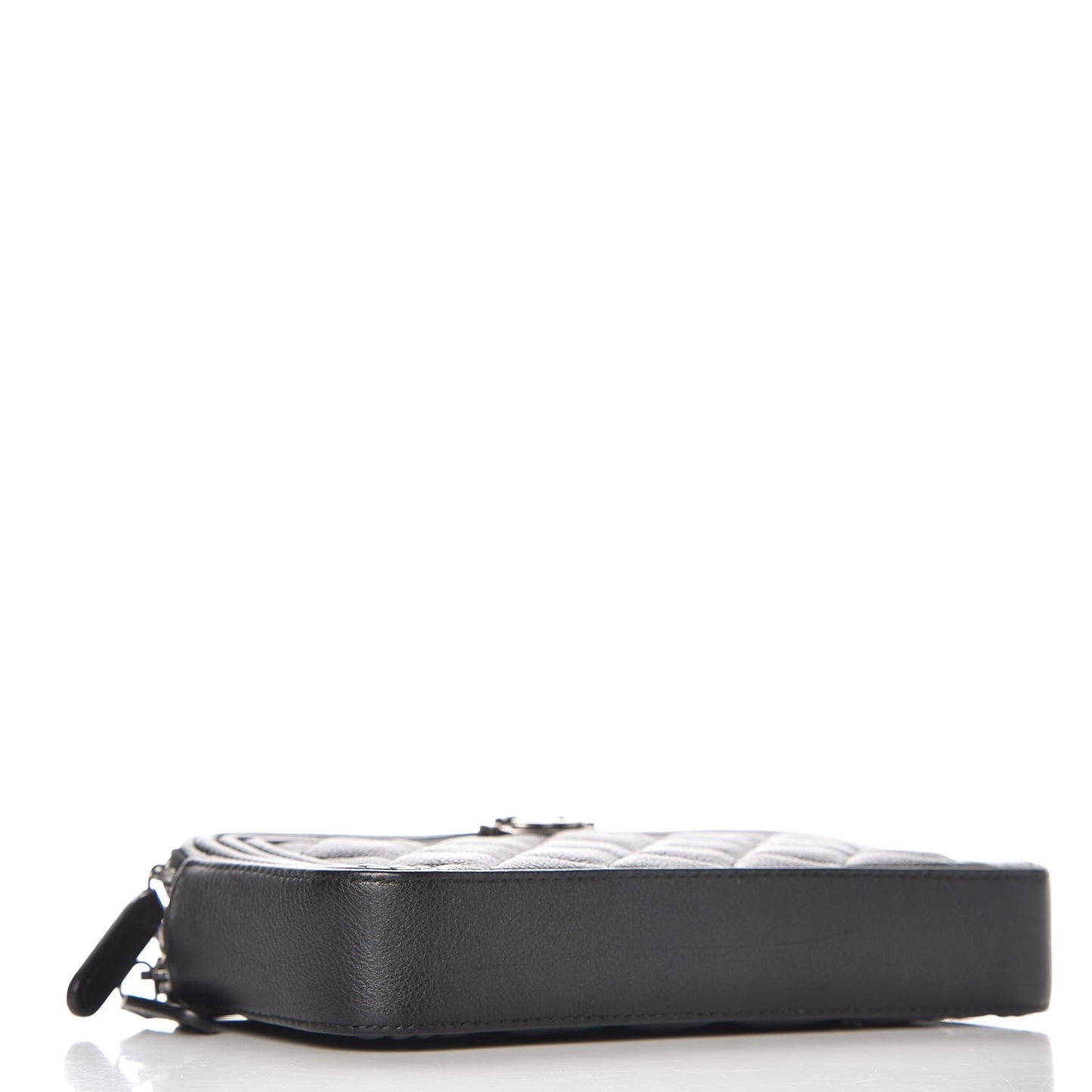 Calfskin Quilted Small Boy Clutch With Chain Black