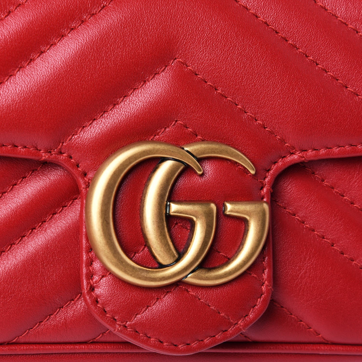 Gucci Calfskin Matelasse Super Mini GG Marmont Shoulder Bag Hibiscus Red 9 of 10