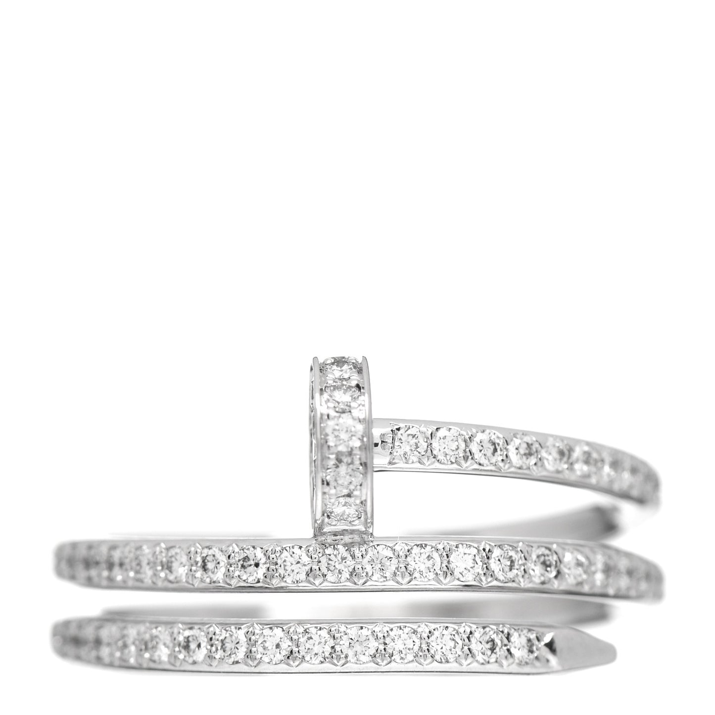 18K White Gold Diamond Double Juste Un Clou Paved Ring 53 6.25