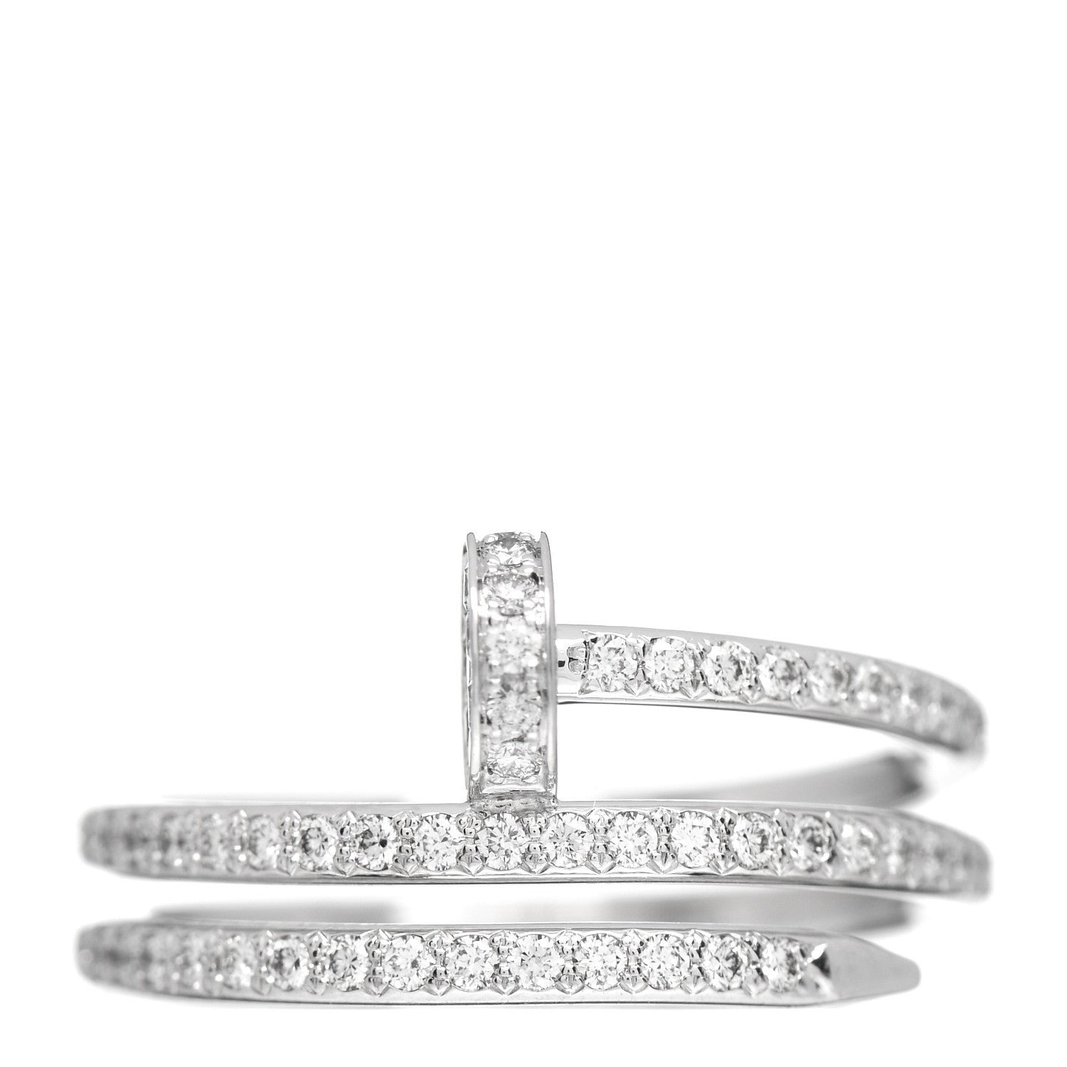 Cartier 18K White Gold Diamond Double Juste Un Clou Paved Ring 53 6.25 1 of 5