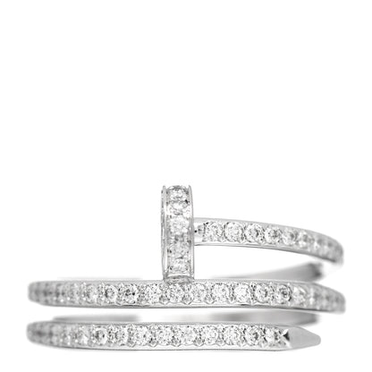 Cartier 18K White Gold Diamond Double Juste Un Clou Paved Ring 53 6.25 1 of 5